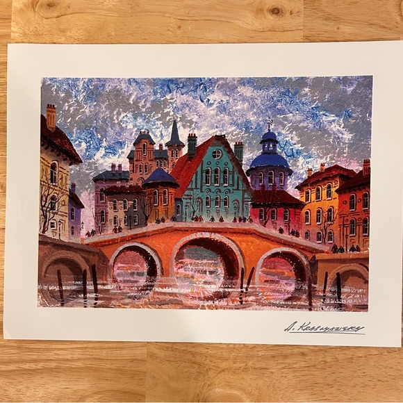 Anatole Krasnyansky Painting Devon Carnishe Lithograph 12x9 Contemp Cityscape - Picture 1 of 8